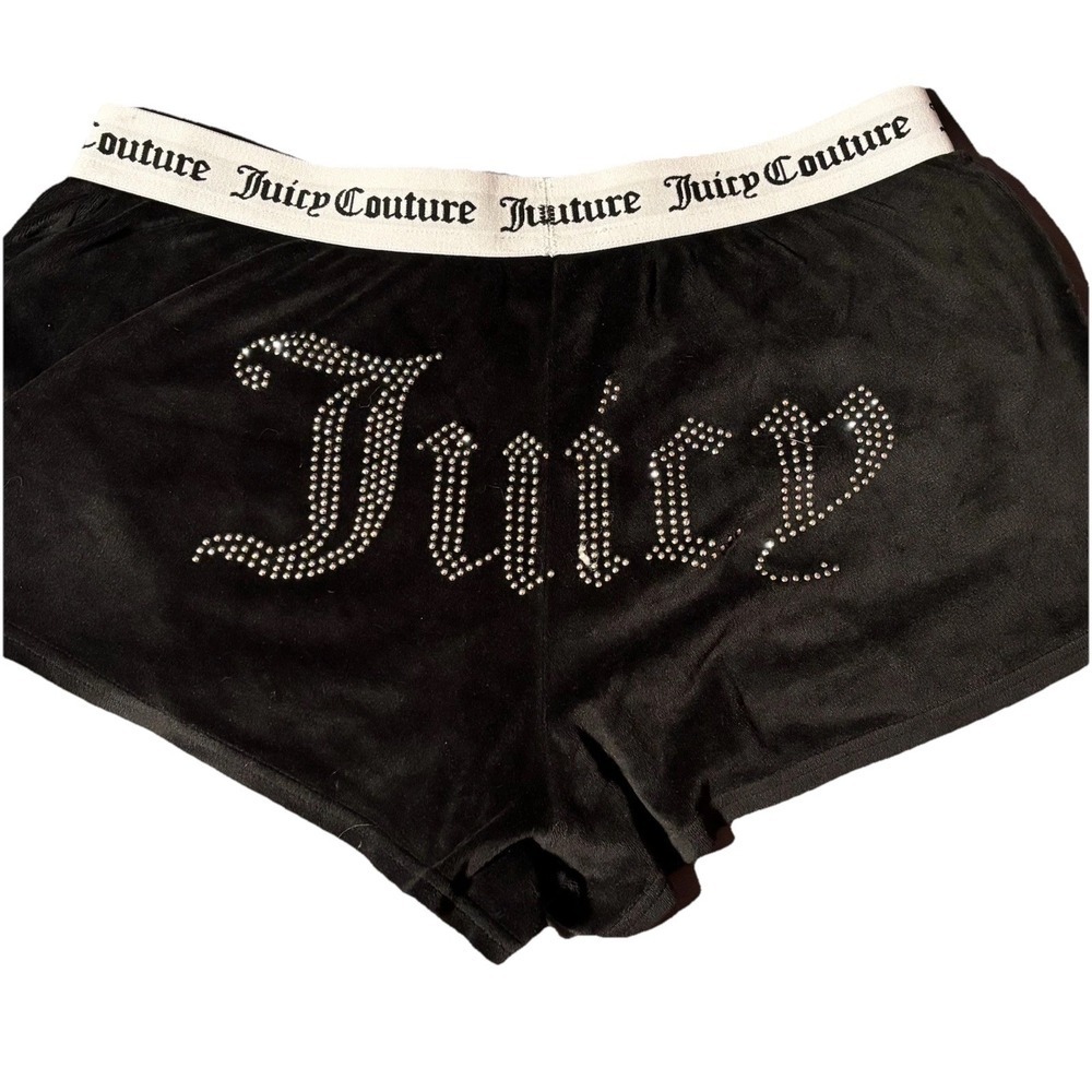 Juicy Couture Y2K Velour Shorts Womens Rhinestones Lounge Sleep Pajama Bottoms